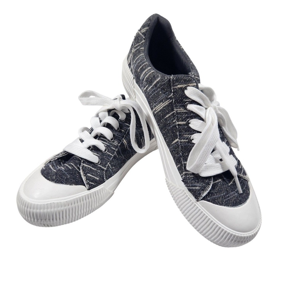 Rocket Dog Men's Casual Canvas Low Top Sneakers Grey Stripe Lace Up Size 9.5